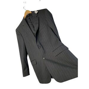 Jos. A. Bank Signature Wool 2-Button Grey Stripe Suit Jacket Only Size 44L 8106